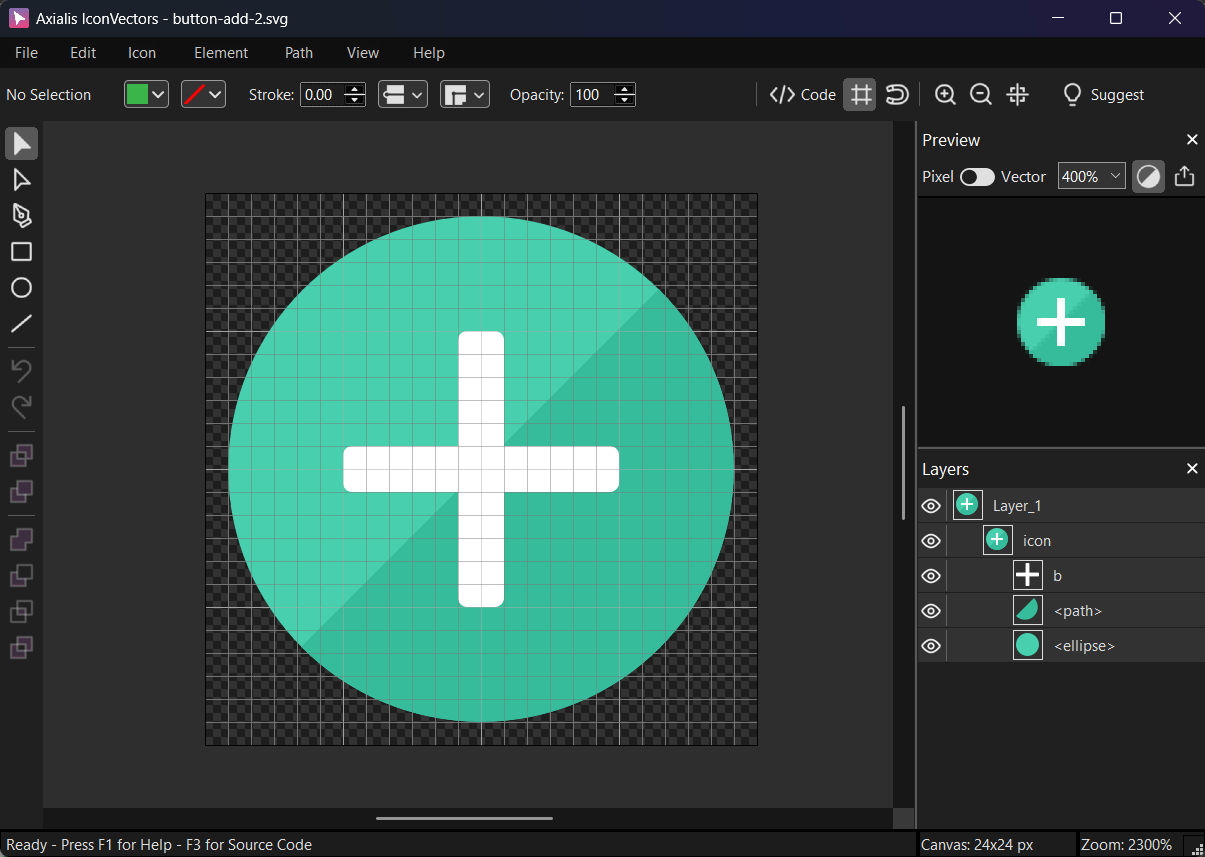 The icon opened in Axialis IconVectors, ready for editing