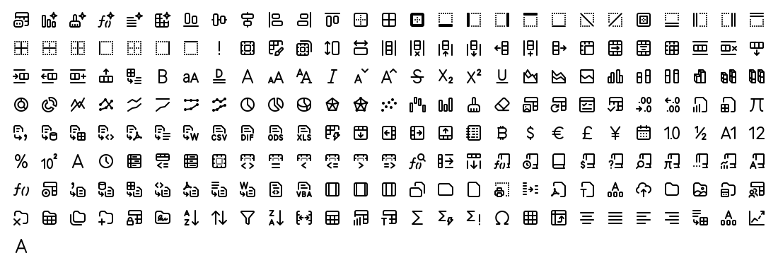 All 217 Axialis Line Pro Spreadsheet icons