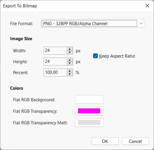 Export to Bitmap Dialog