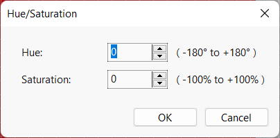 Hue and Saturation Dialog