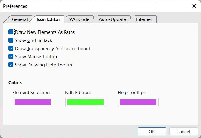 Preferences Dialog – Icon Editor Tab