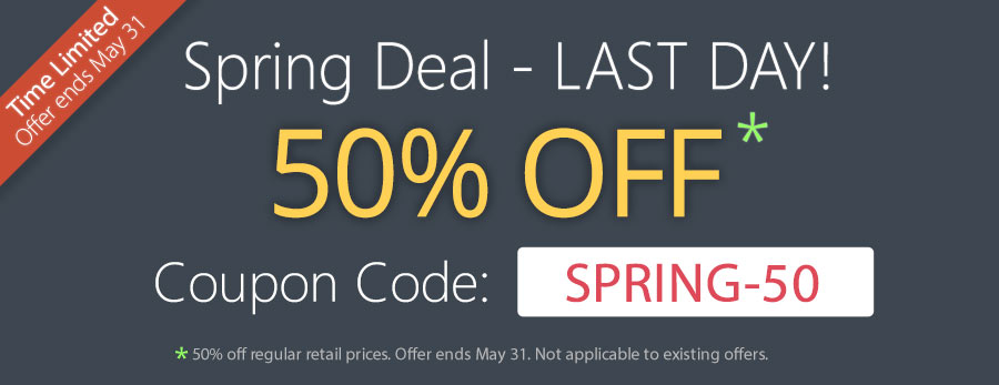 SPRING DEAL - 50% OFF ALL OUR PRODUCTS