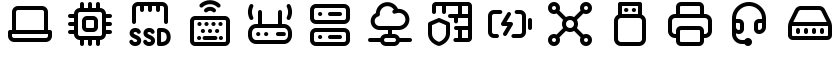 14 examples from the 214-icon Hardware & Network set