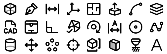 24 CAD examples spanning drawing, geometry, measurements, constraints, layers, meshes and 3D modeling