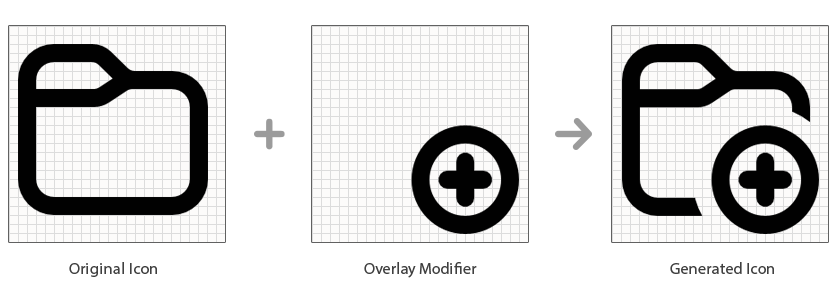 Line Pro feature examples combining base icons with status and action overlays