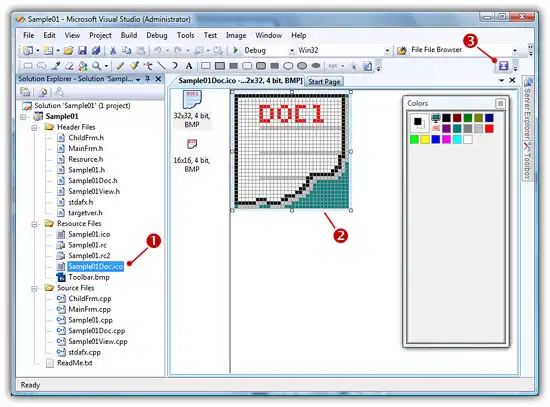 How to modify an icon in a Visual Studio solution using the add-in